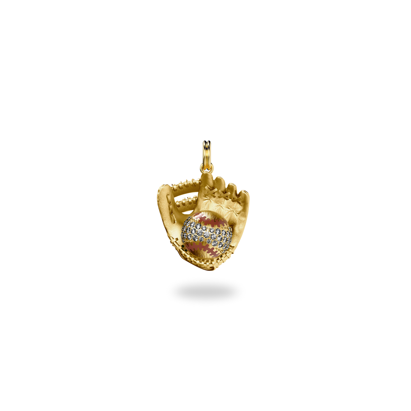 The Baseball Ball & Glove Pendant, White Diamond - PASCAL#color_18k-yellow-gold-vermeil-white-diamond