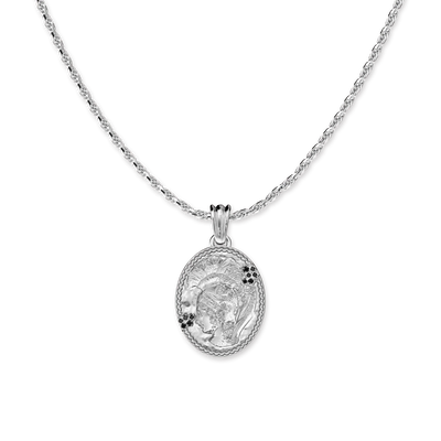 Olympus Athena Oval Pendant, Black Diamond - PASCAL#color_18k-white-gold-vermeil-black-diamond