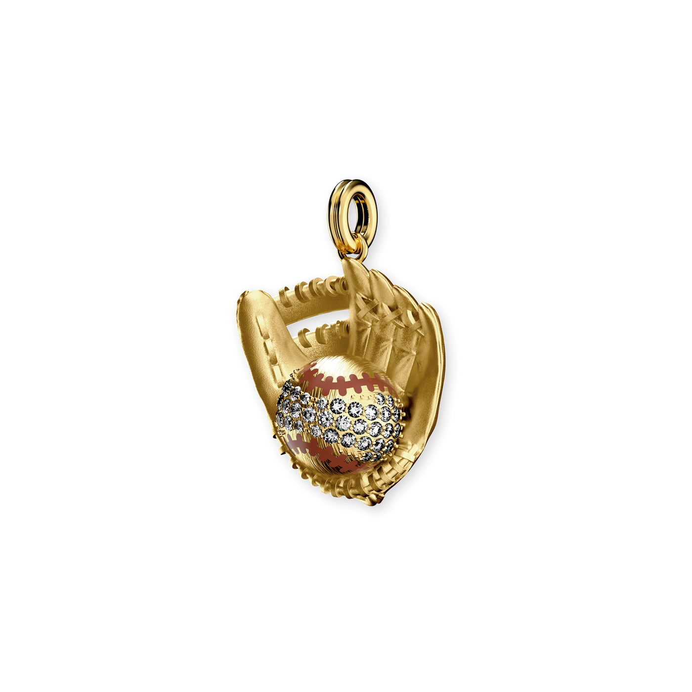 Pendente "The Baseball" Bola e Luva, Diamante Branco