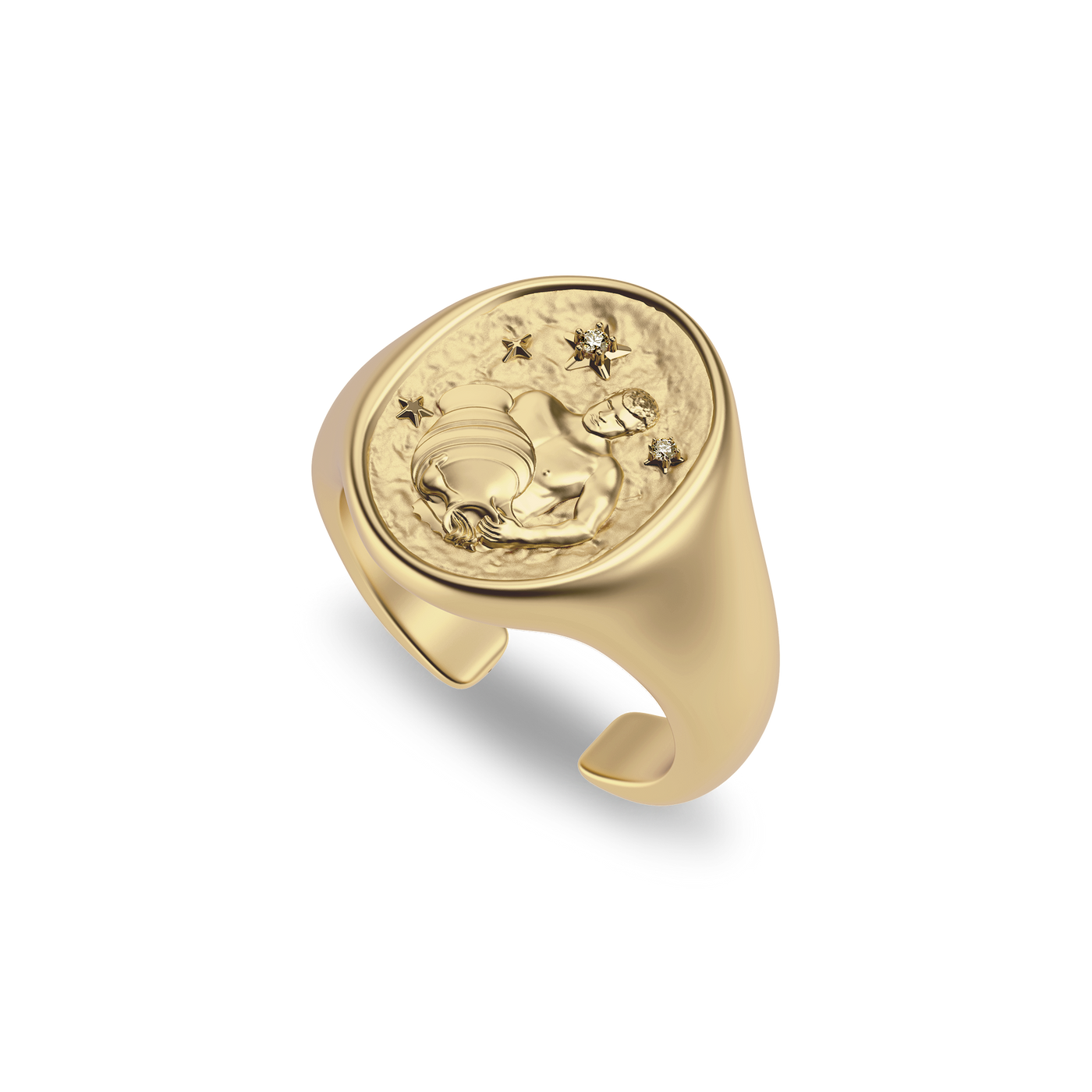 'Zodiac' Diamond Signet Ring, Aquarius