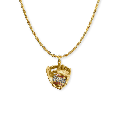 Pendente "The Baseball" Bola e Luva, Diamante Branco