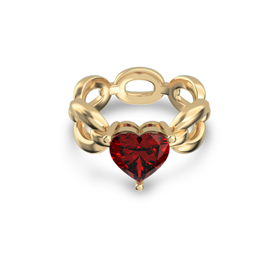 Heart Gemstone Promise Chain Ring