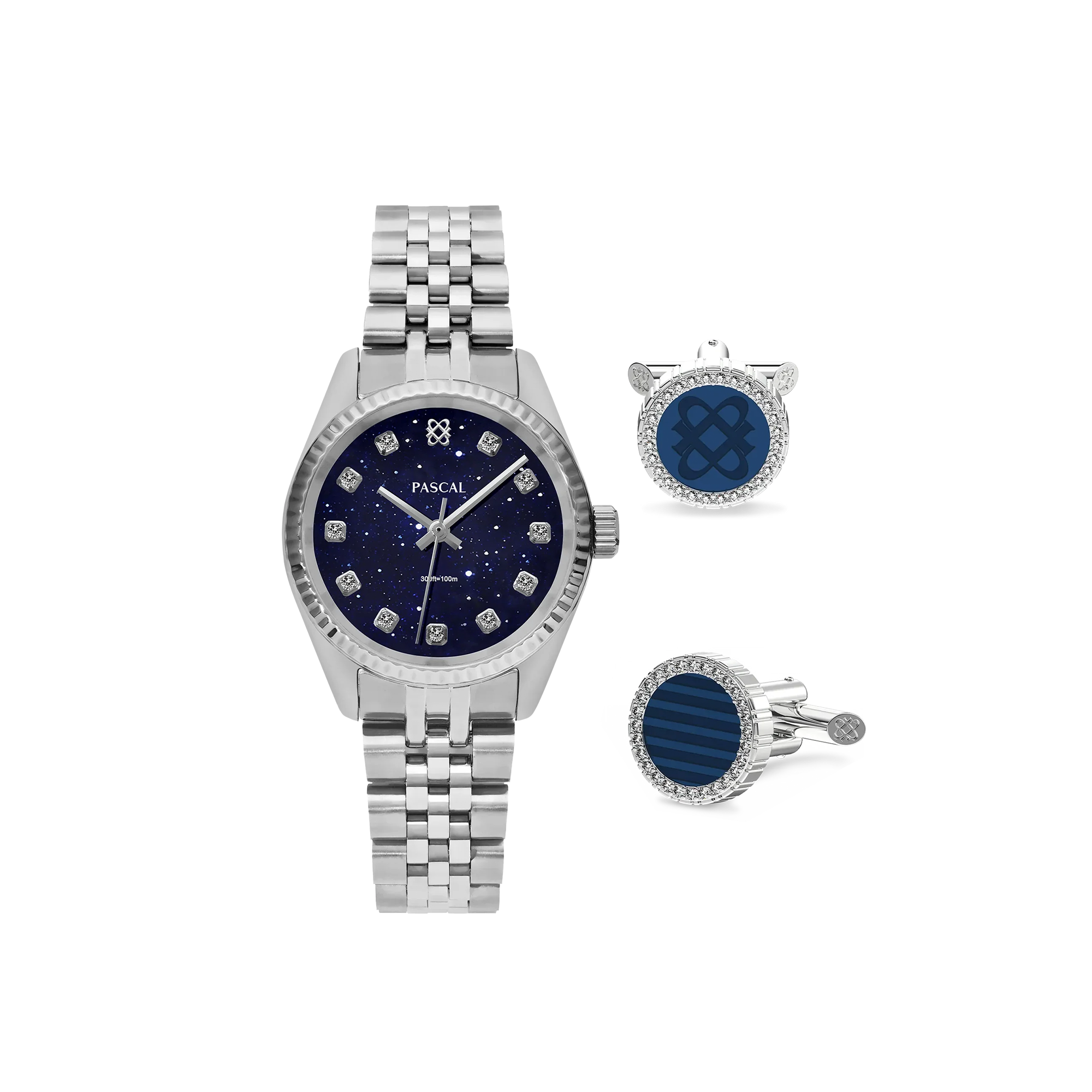 Timeless Classic Diamond Watch Gift Set in Navy Blue - PASCAL#dial-size_31-mm