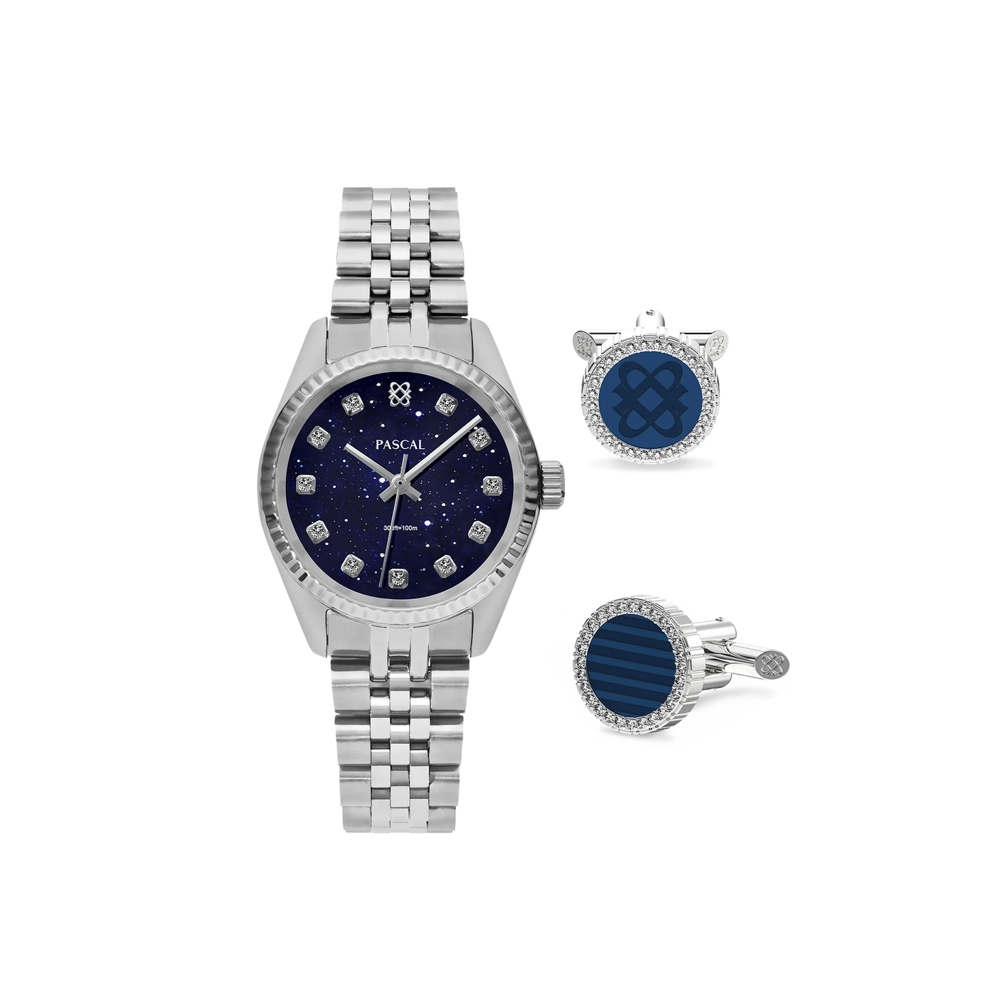 Timeless Classic Diamond Watch Gift Set in Navy Blue - PASCAL#dial-size_31-mm