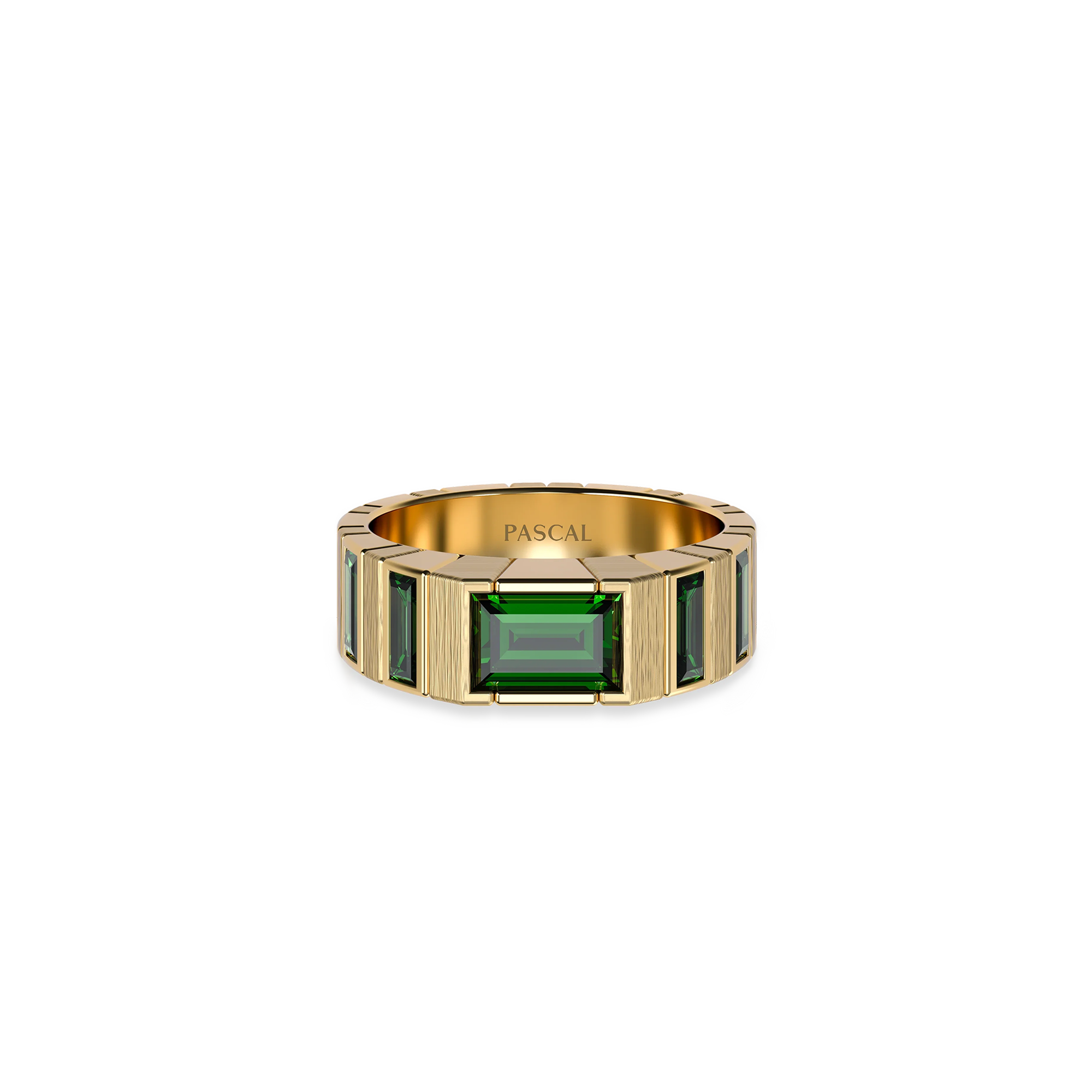 Parthènope Gemstone Band Ring - PASCAL#color_18k-yellow-gold-vermeil-green-gemstone