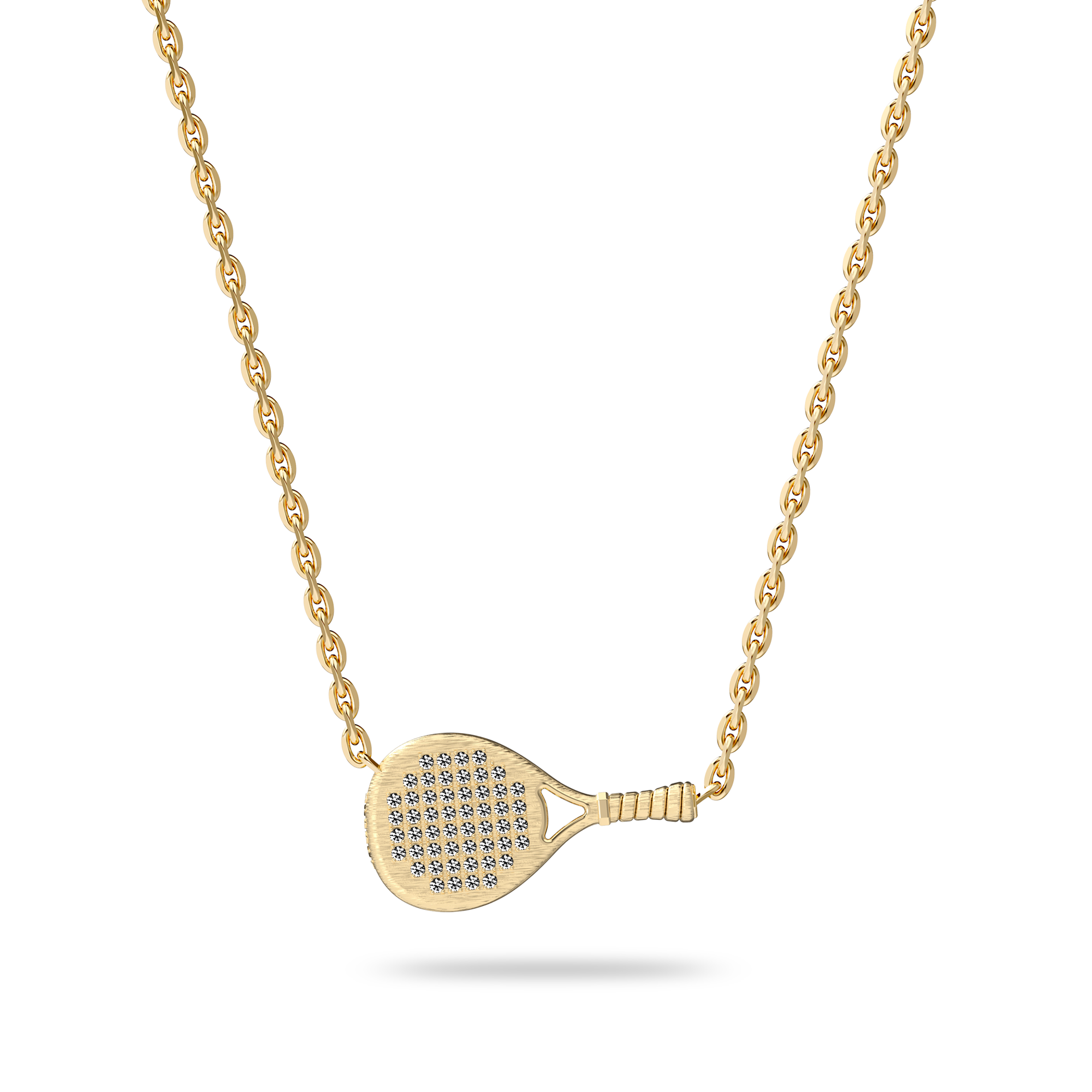 The Padel Racket Necklace, White Diamond Pavé - PASCAL#color_18k-yellow-gold-vermeil-white-diamond