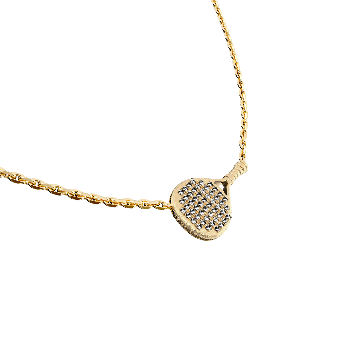 Colar "The Padel" Raquete, Pavé de Diamantes Brancos