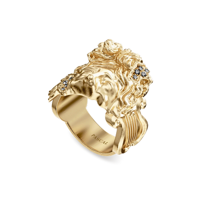 Anello con statua Apollo "Olympus", diamante bianco