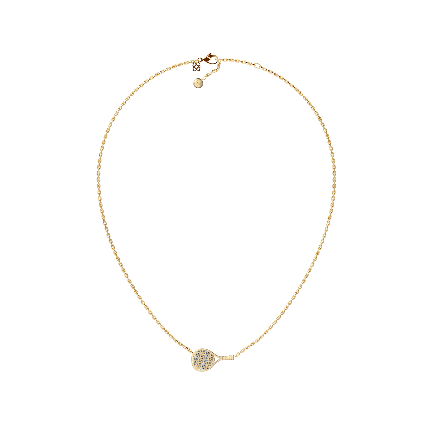 Colar "The Padel" Raquete, Pavé de Diamantes Brancos