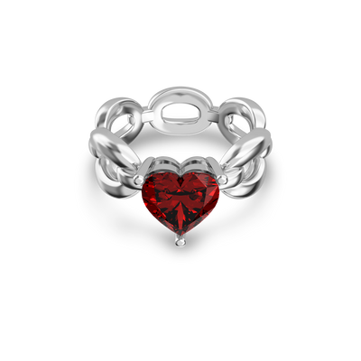 Heart Gemstone Promise Chain Ring