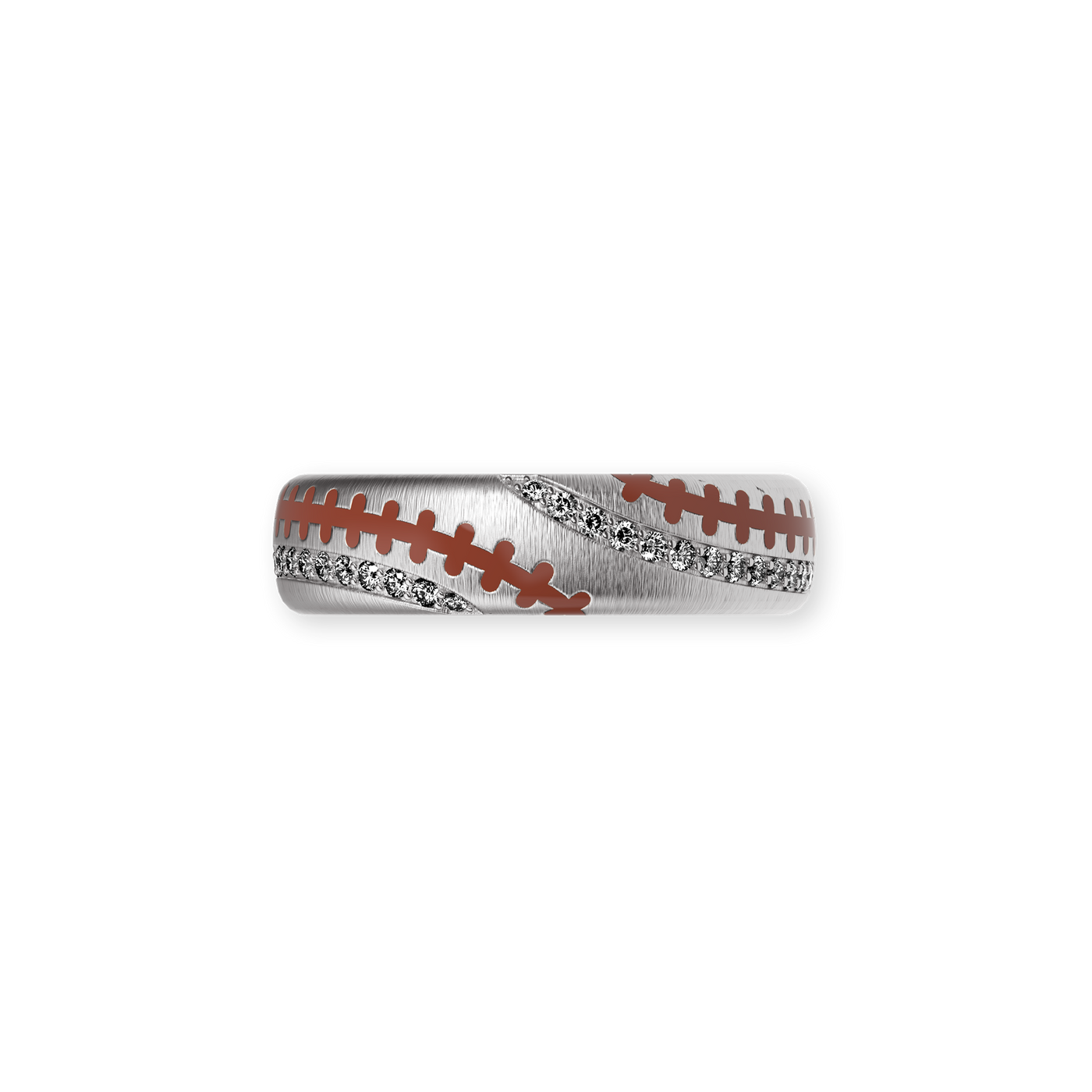 'The Baseball' Band Ring, White Diamond