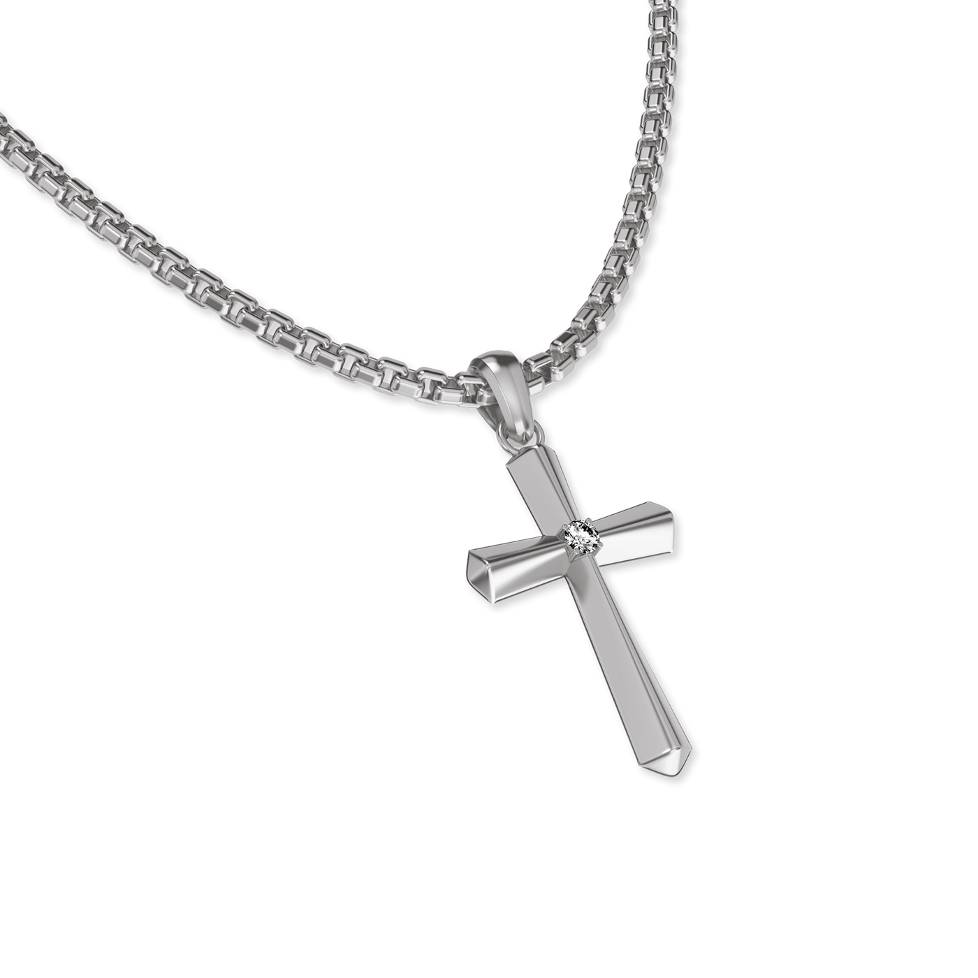 Colgante Amuleto Cruz, Diamante Blanco