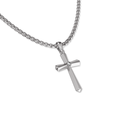 Colgante Amuleto Cruz, Diamante Blanco