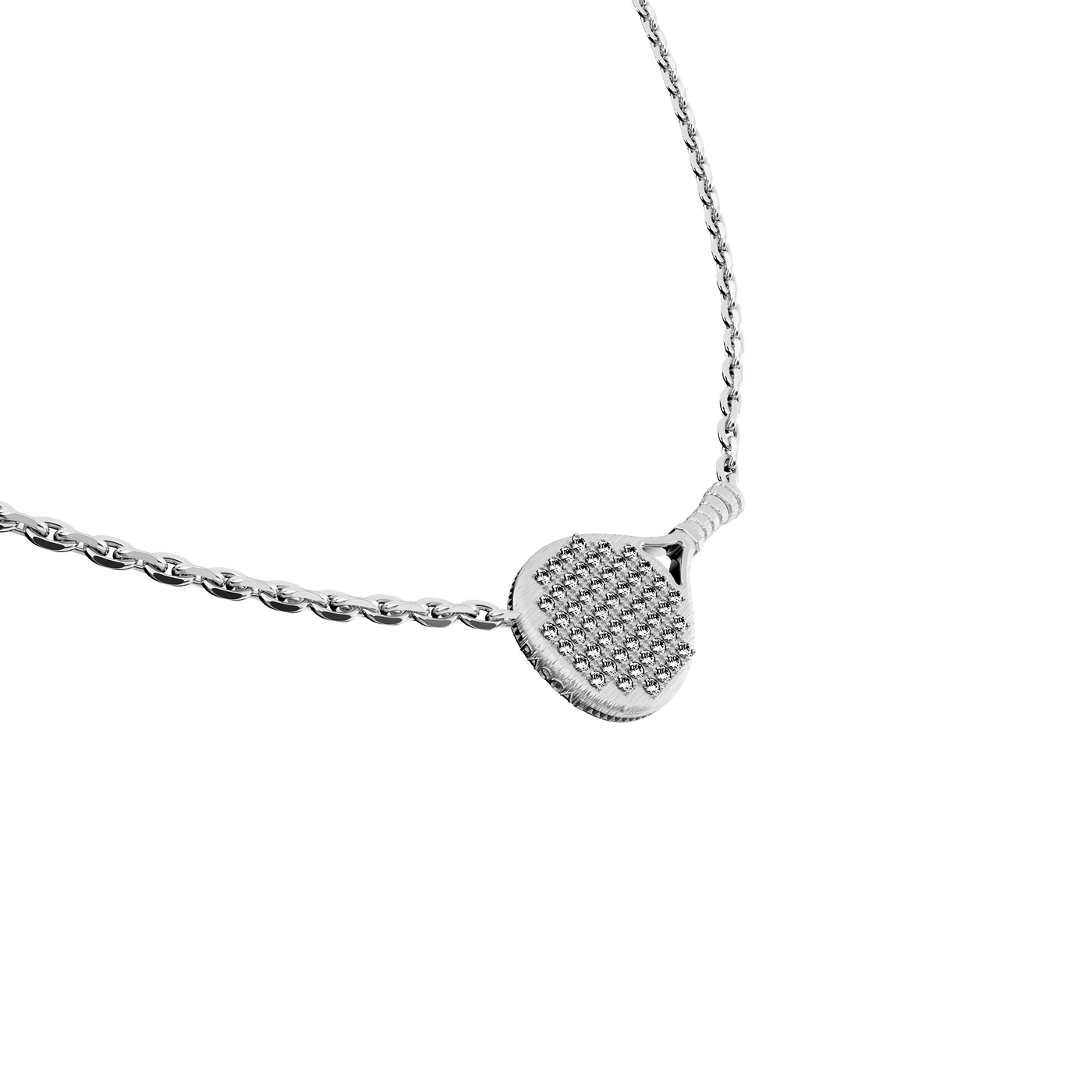 Colar "The Padel" Raquete, Pavé de Diamantes Brancos