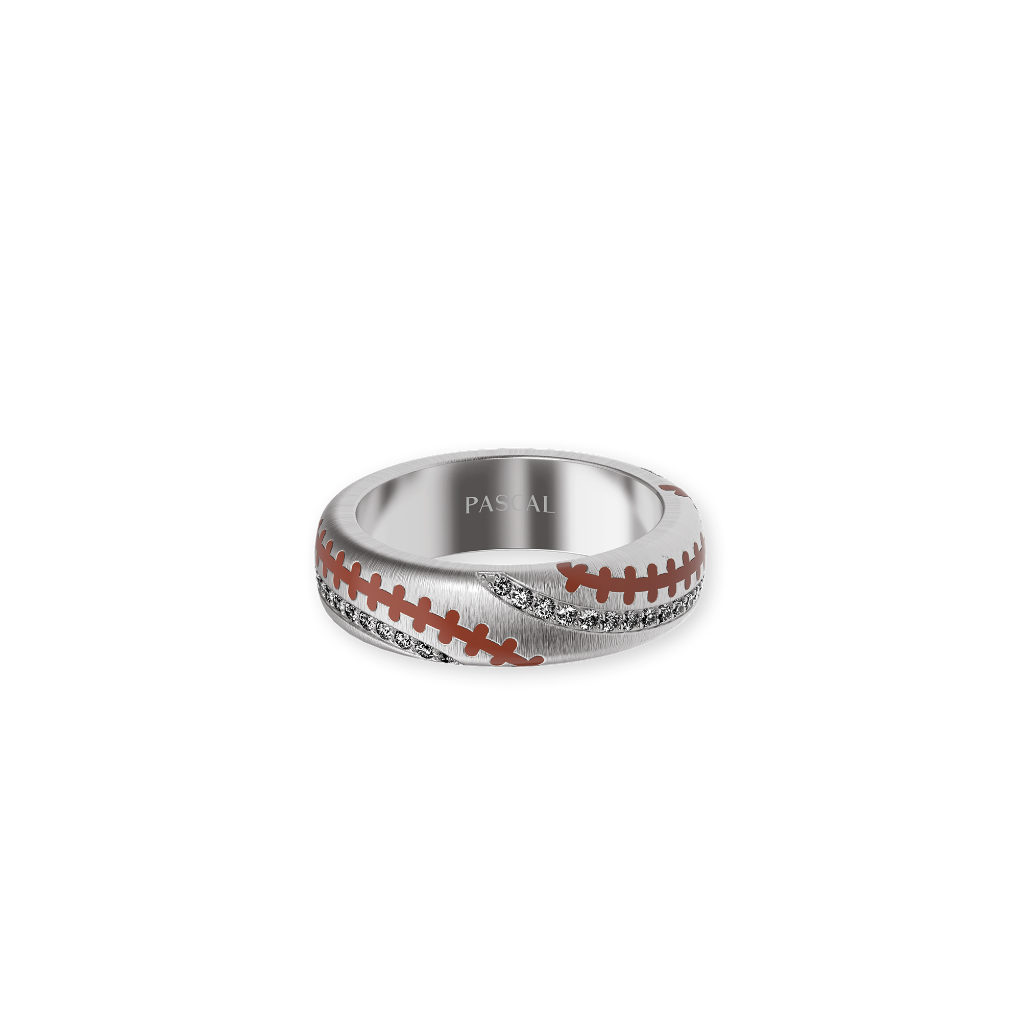 The Baseball Band Ring, White Diamond - PASCAL#color_18k-white-gold-vermeil-white-diamond