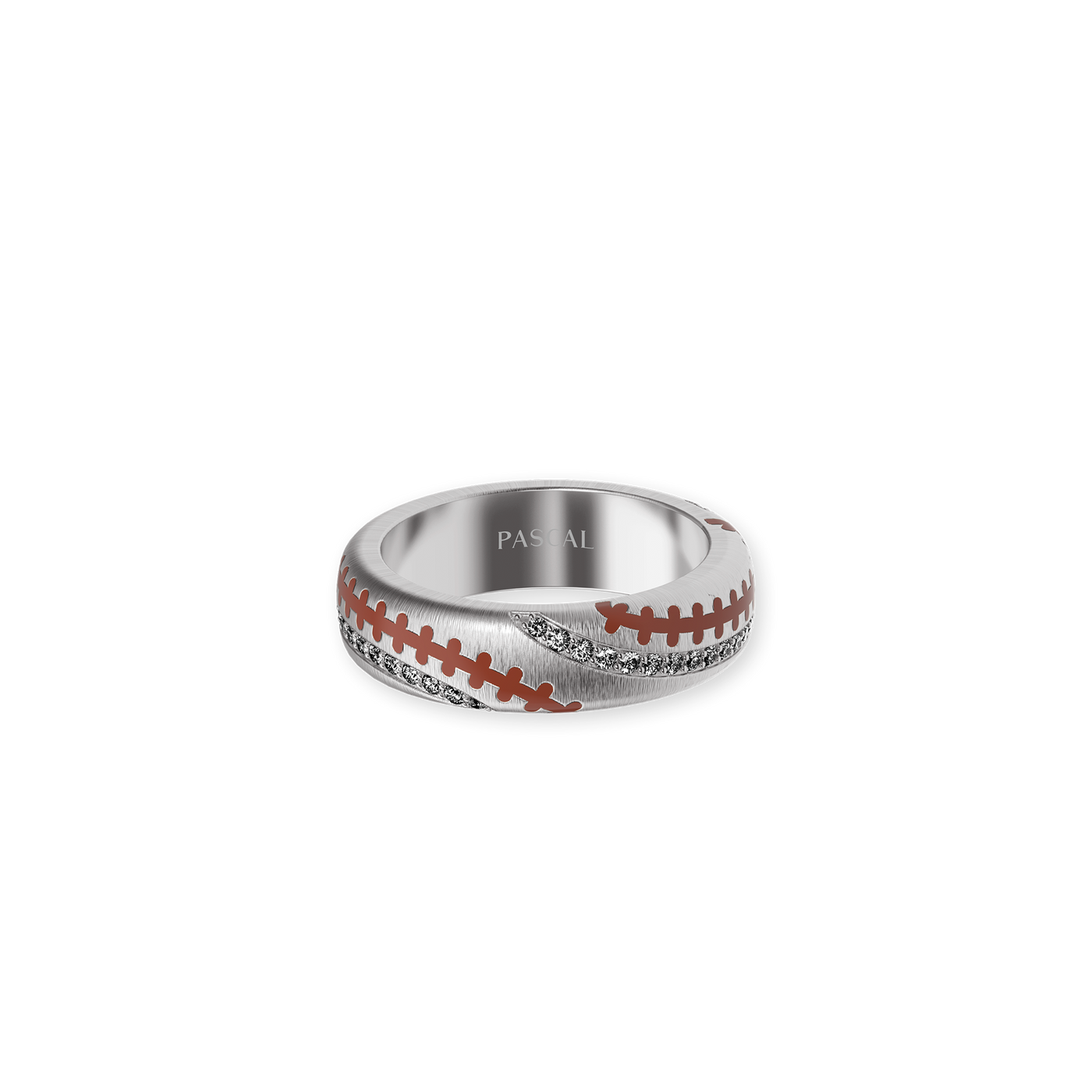 The Baseball Band Ring, White Diamond - PASCAL#color_18k-white-gold-vermeil-white-diamond