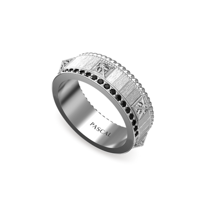 Obelisk Band Ring, Weißer Diamant
