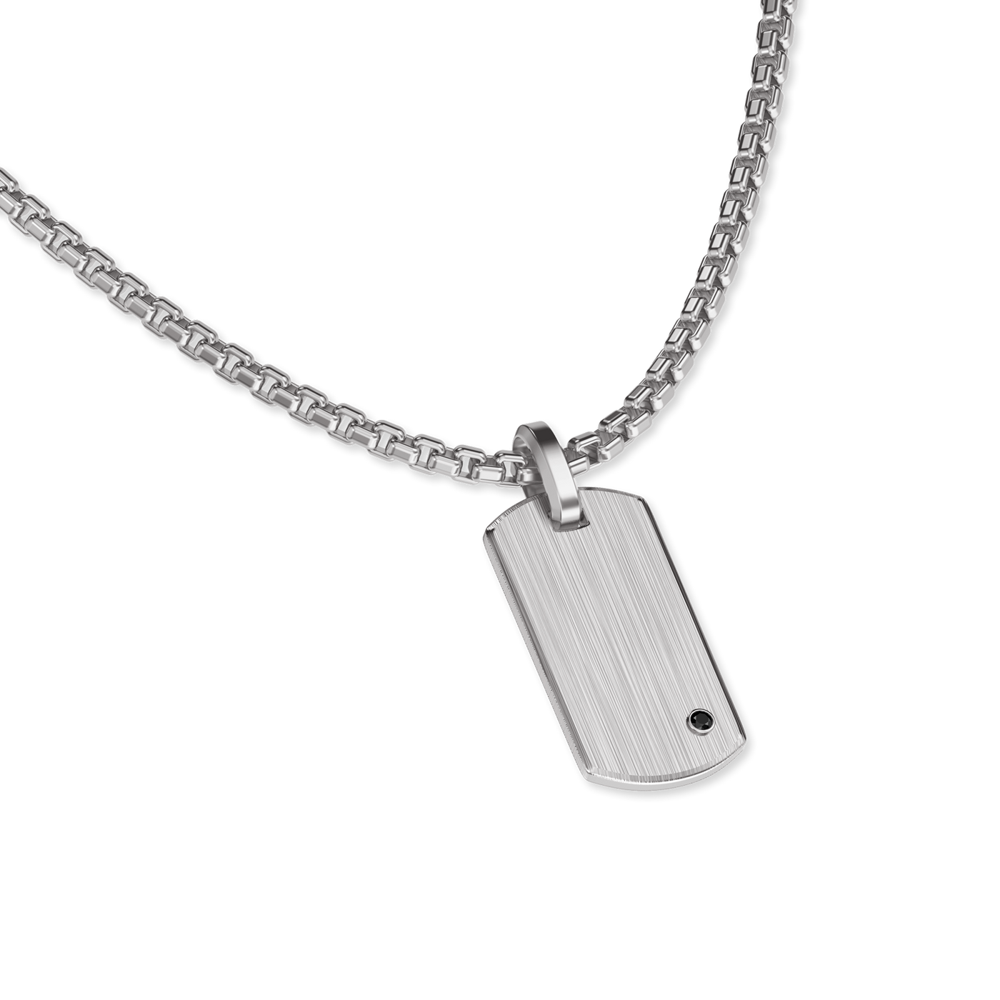 Pendente de Placa de Identificação, Diamante Negro