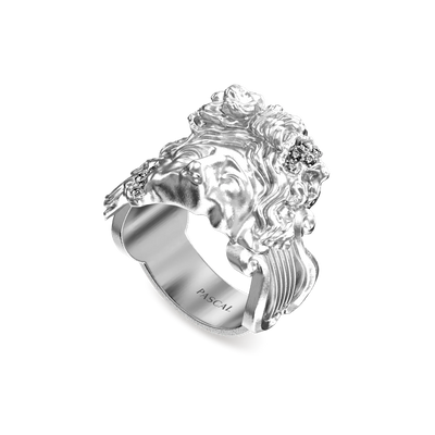 Anello con statua Apollo "Olympus", diamante bianco