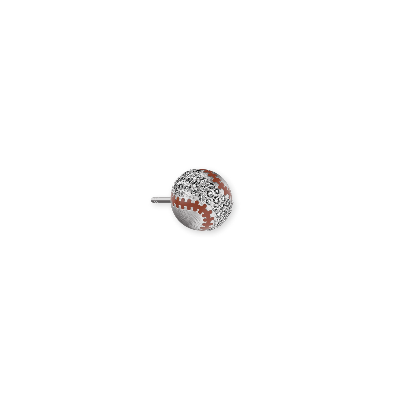 'The Baseball' Ball Stud Earrings, White Diamond Pavé