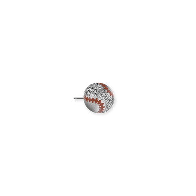 'The Baseball' Ball Stud Earrings, White Diamond Pavé