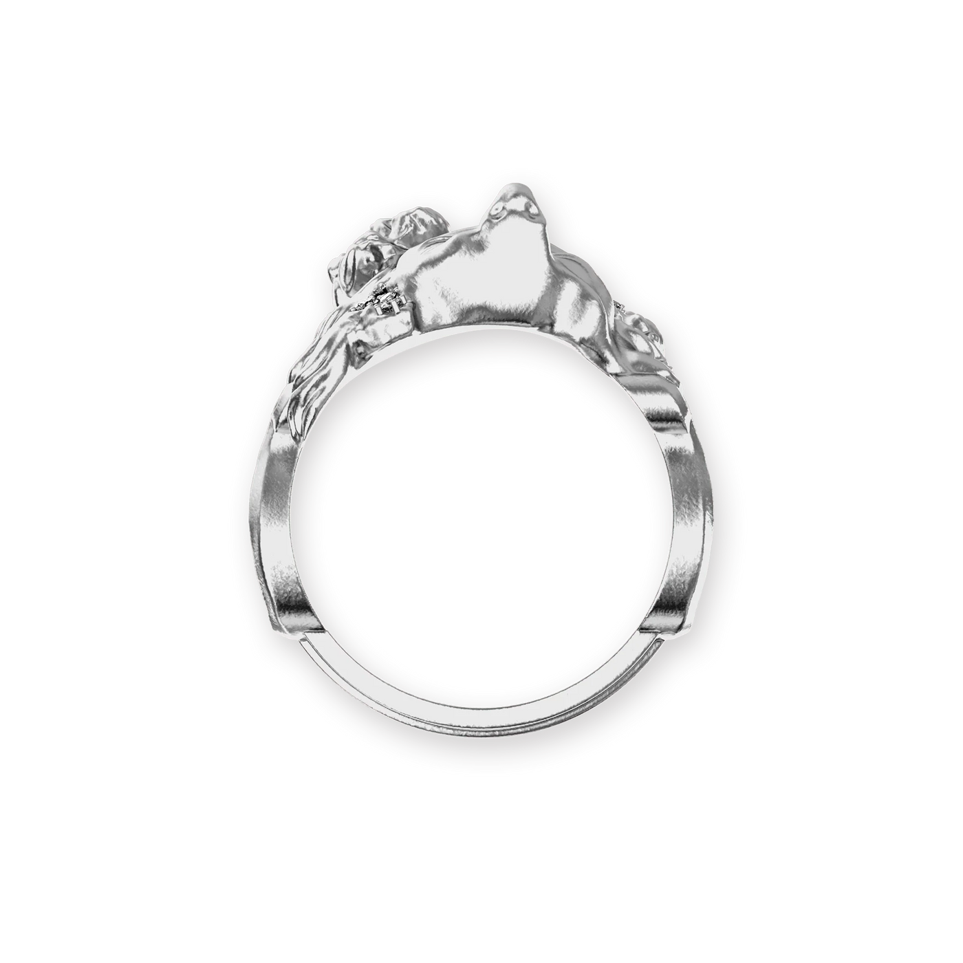 Anello con statua Apollo "Olympus", diamante bianco