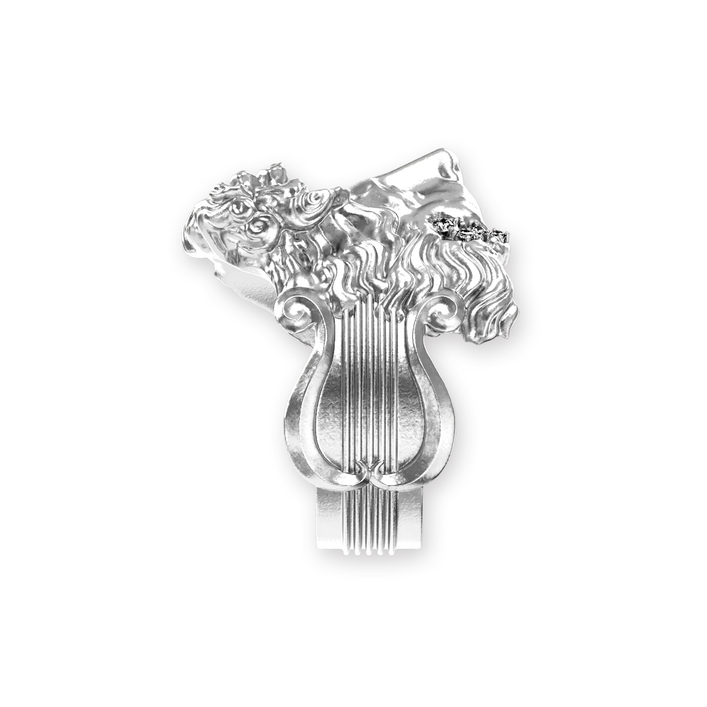 Anello con statua Apollo "Olympus", diamante bianco