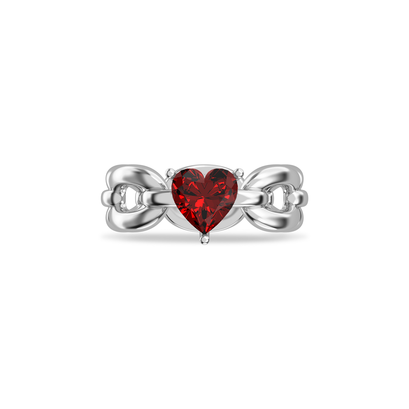 Heart Gemstone Promise Chain Ring