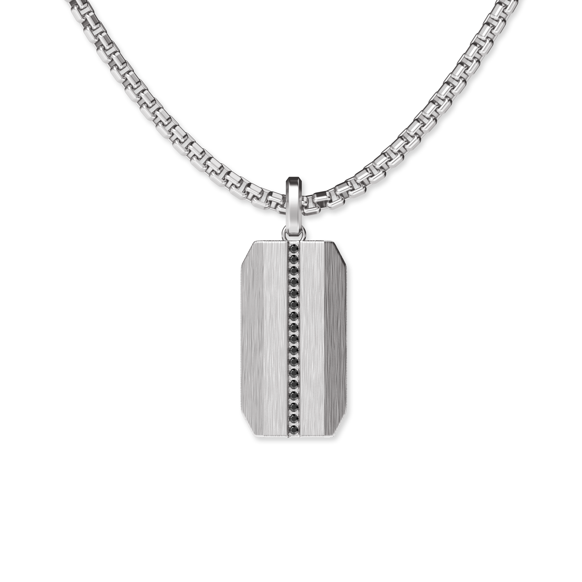 Linear Dog Tag Pendant, Black Diamond - PASCAL