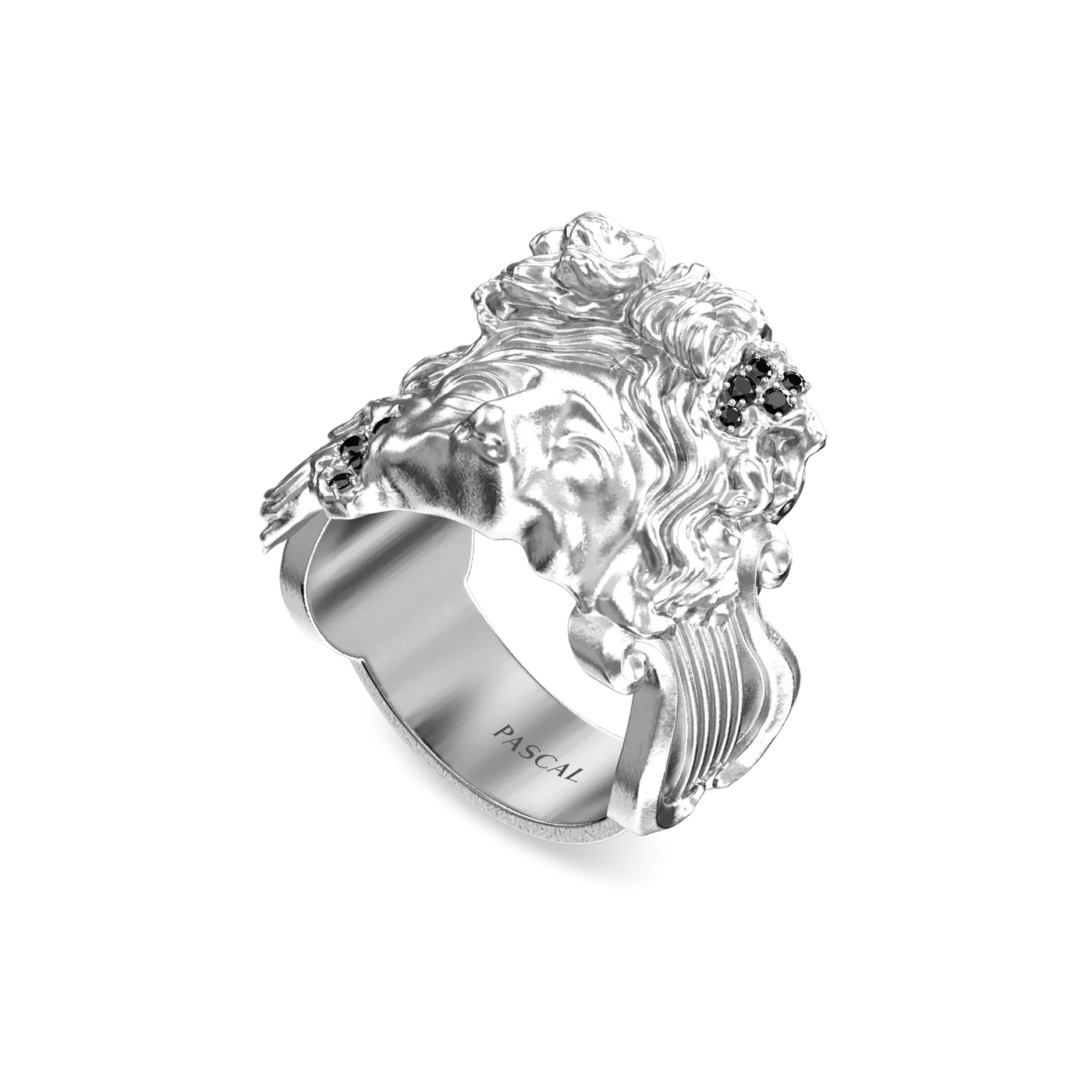 Anello con statua Apollo di 'Olympus', diamante nero