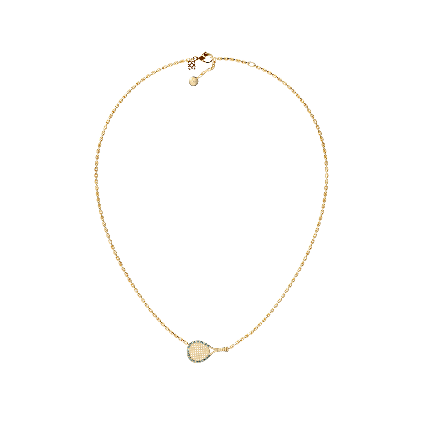 Collier Raquette 'The Padel', Halo de Diamants Verts