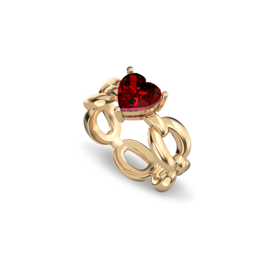 Heart Gemstone Promise Chain Ring