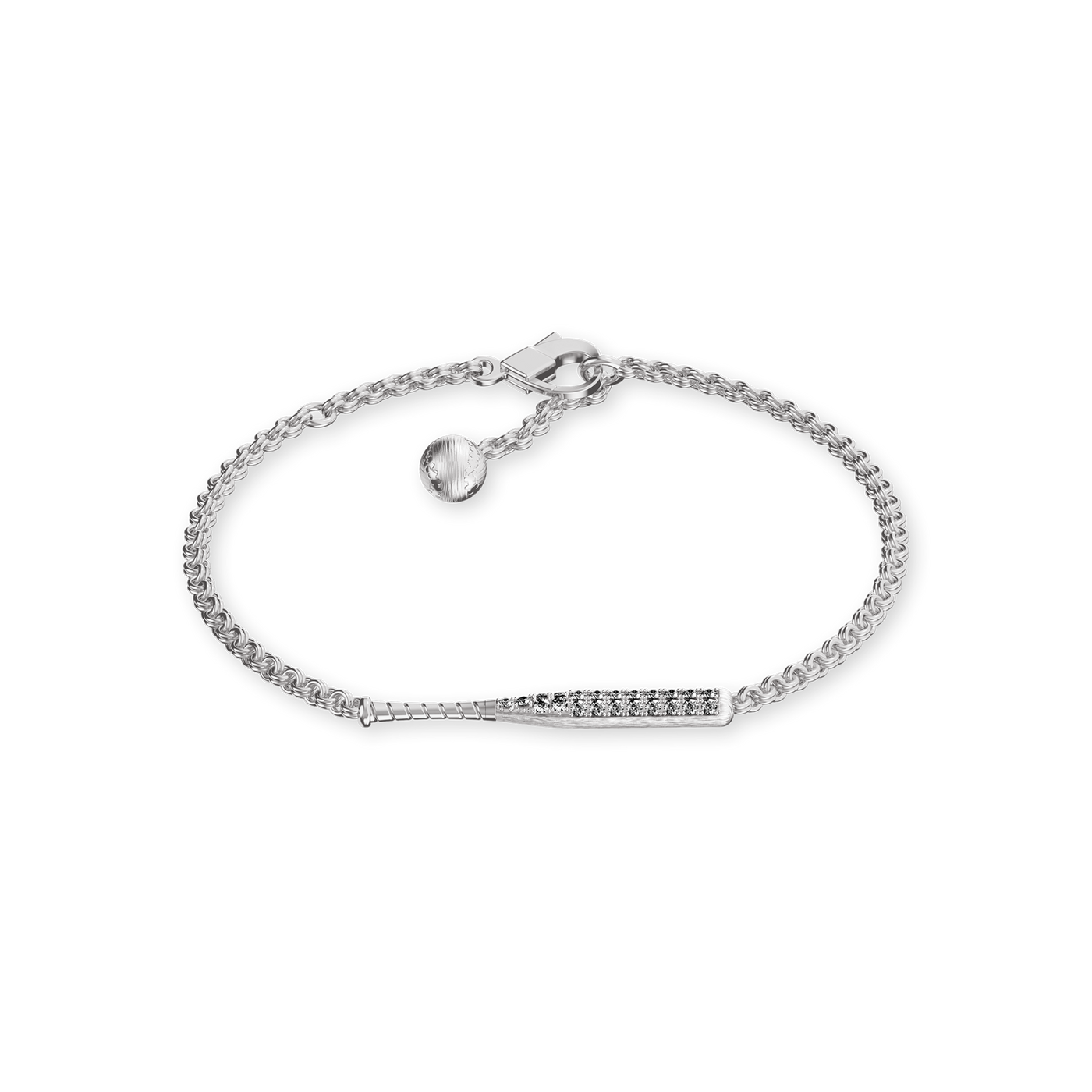 'The Baseball' Bat Bracelet, White Diamond Pavé