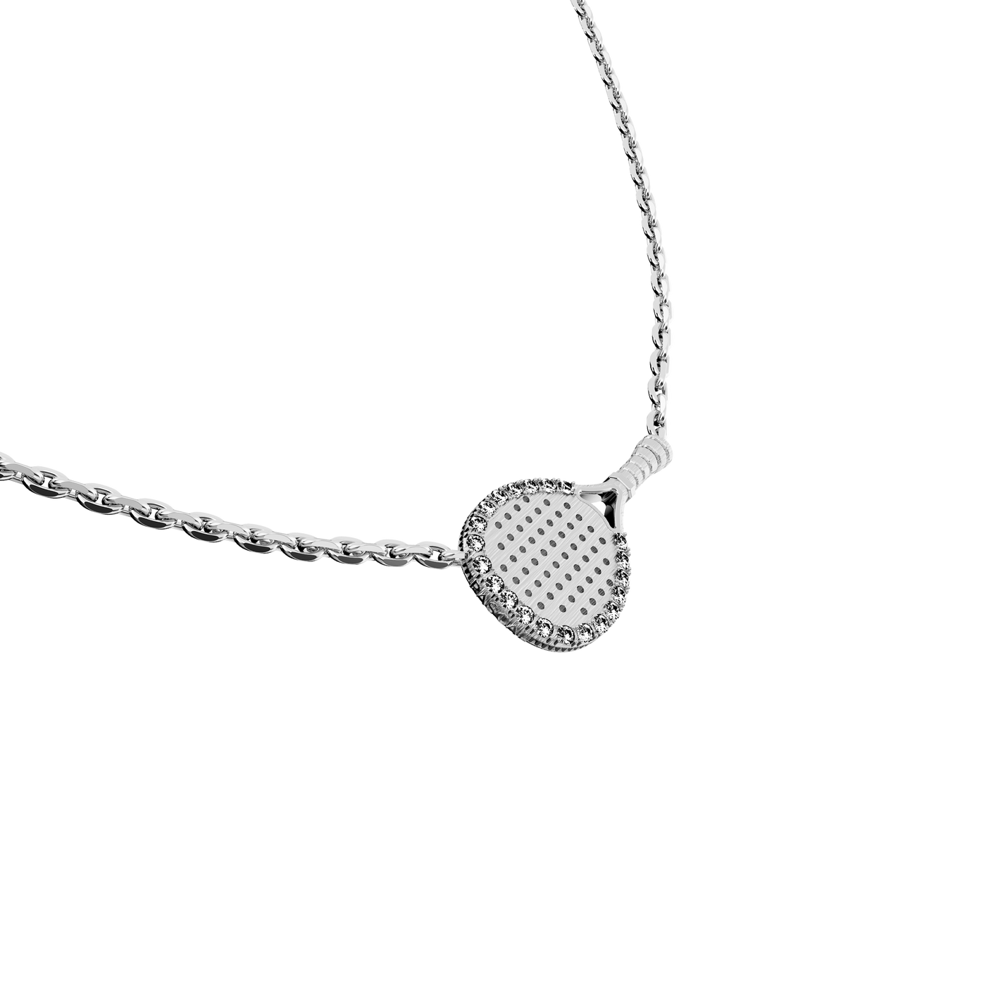 Collier Raquette 'The Padel', Halo de Diamants Blancs