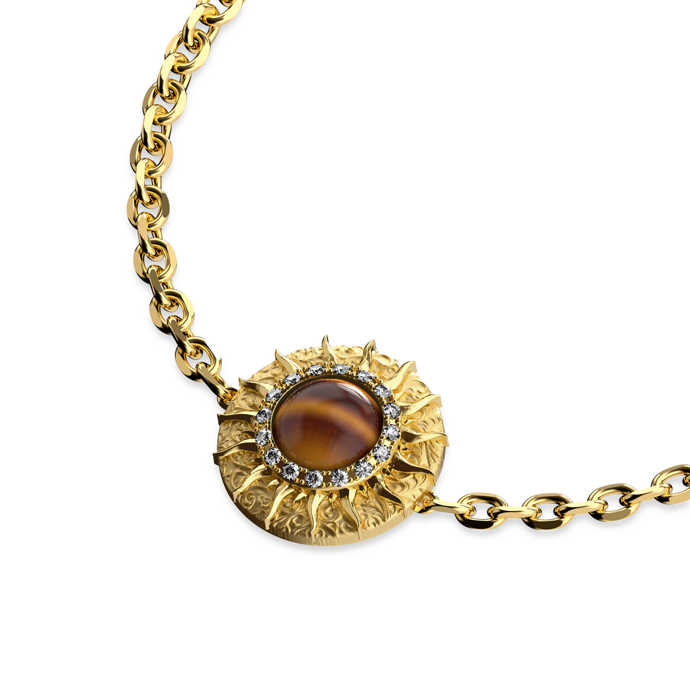 'The Spiritual' Sun Bracelet, White Diamond Halo