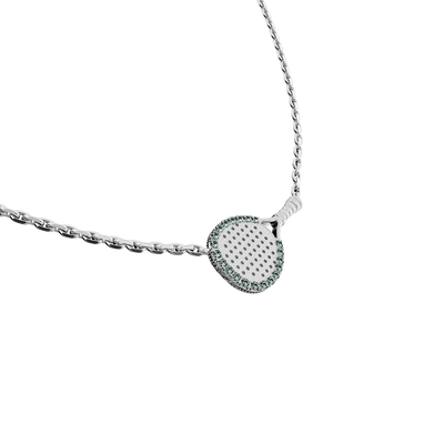 Collier Raquette 'The Padel', Halo de Diamants Verts