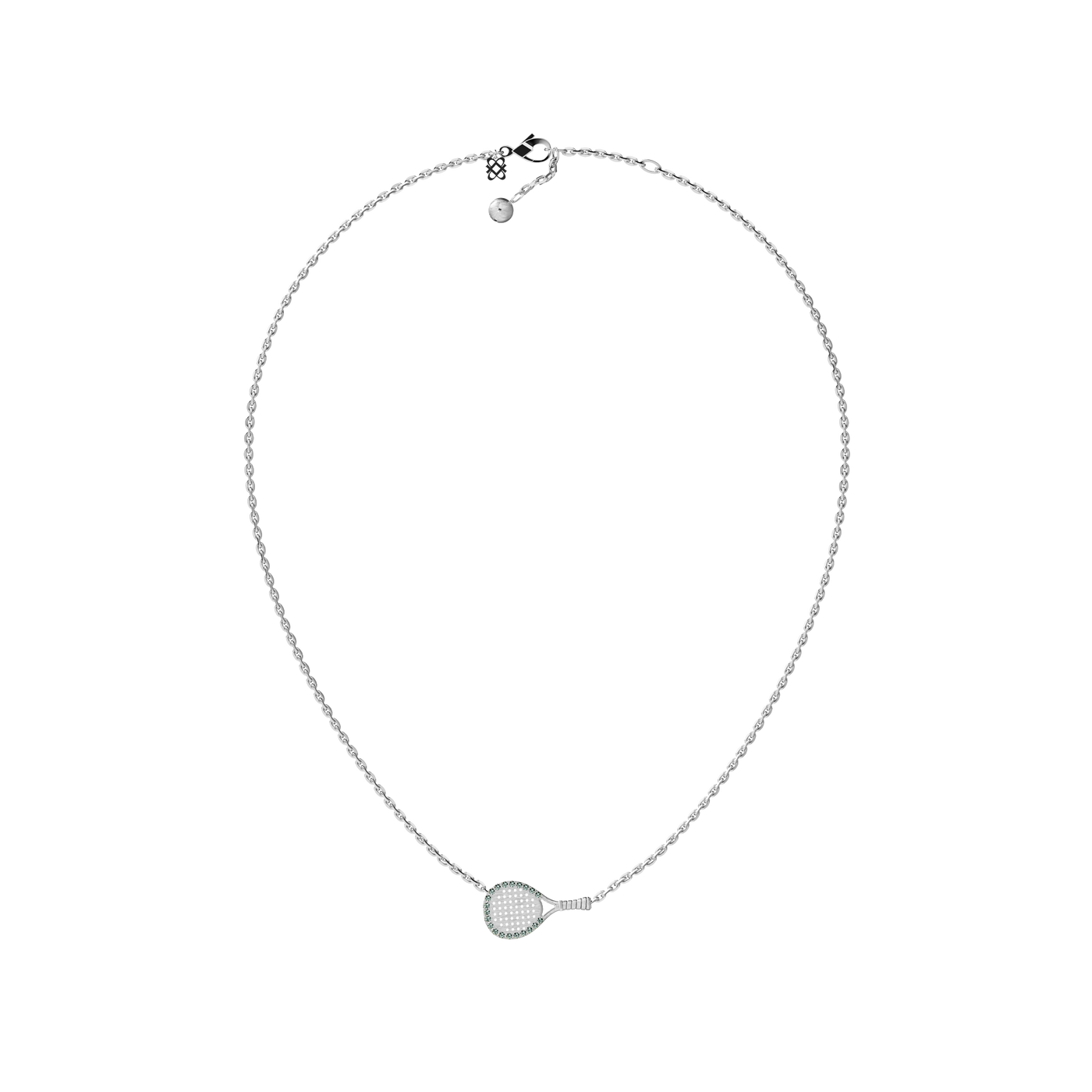 Collier Raquette 'The Padel', Halo de Diamants Verts