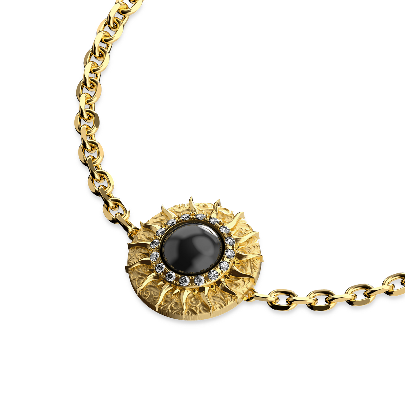 'The Spiritual' Sun Bracelet, White Diamond Halo