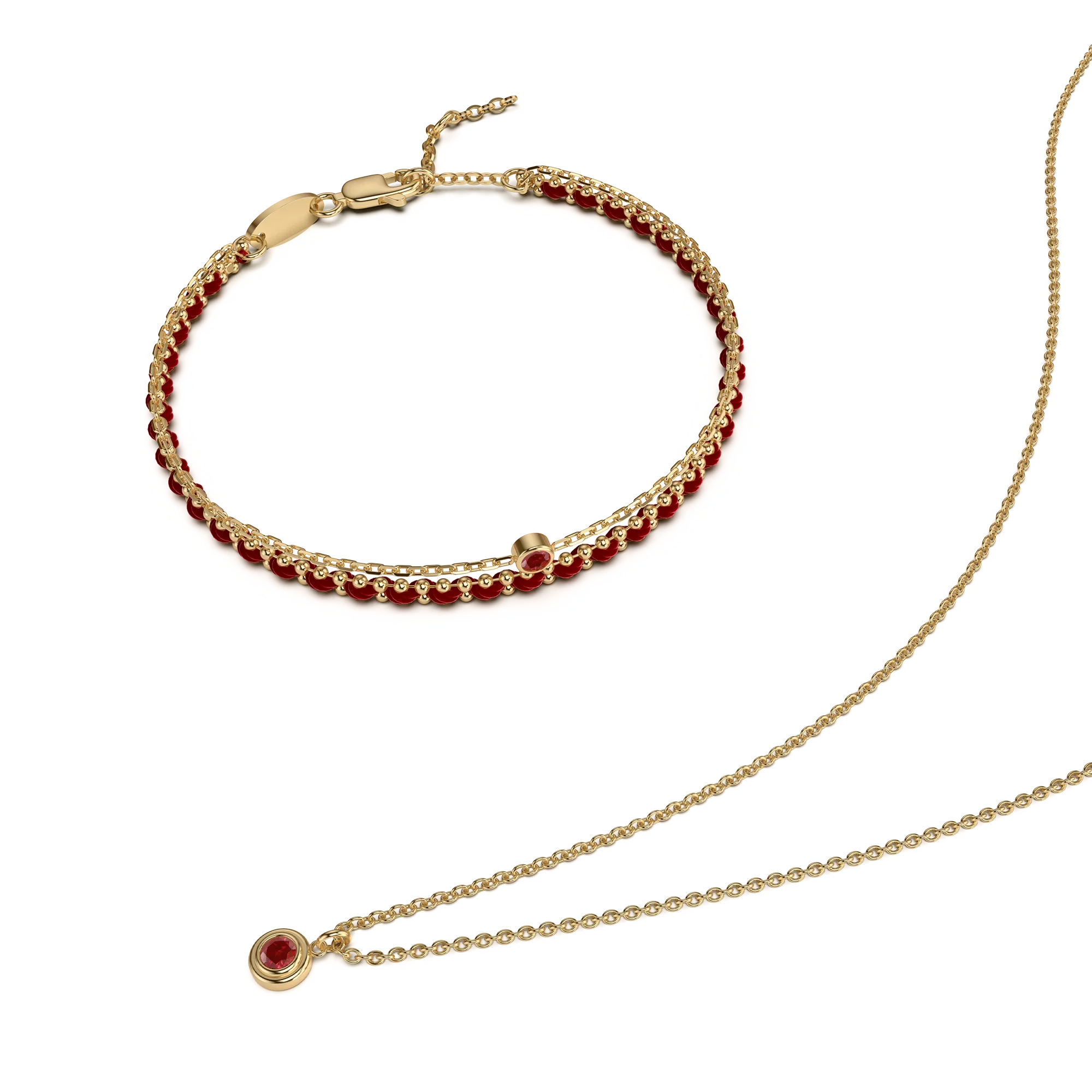 Gemstone Necklace and Double Bracelet Set | PASCAL