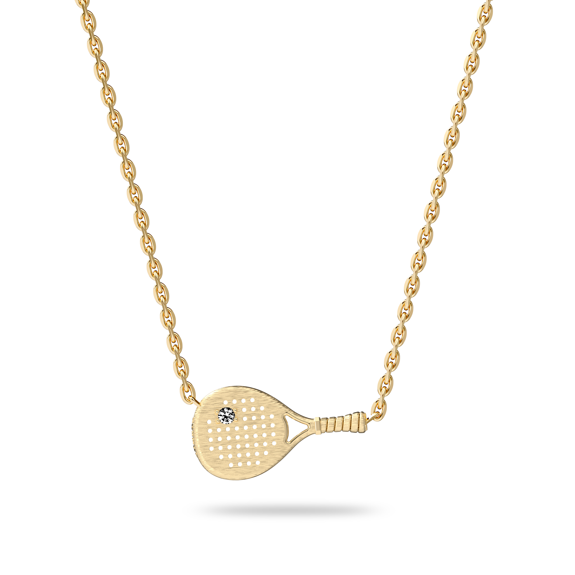 The Padel Racket Necklace, White Diamond - PASCAL#color_18k-yellow-gold-vermeil-white-diamond