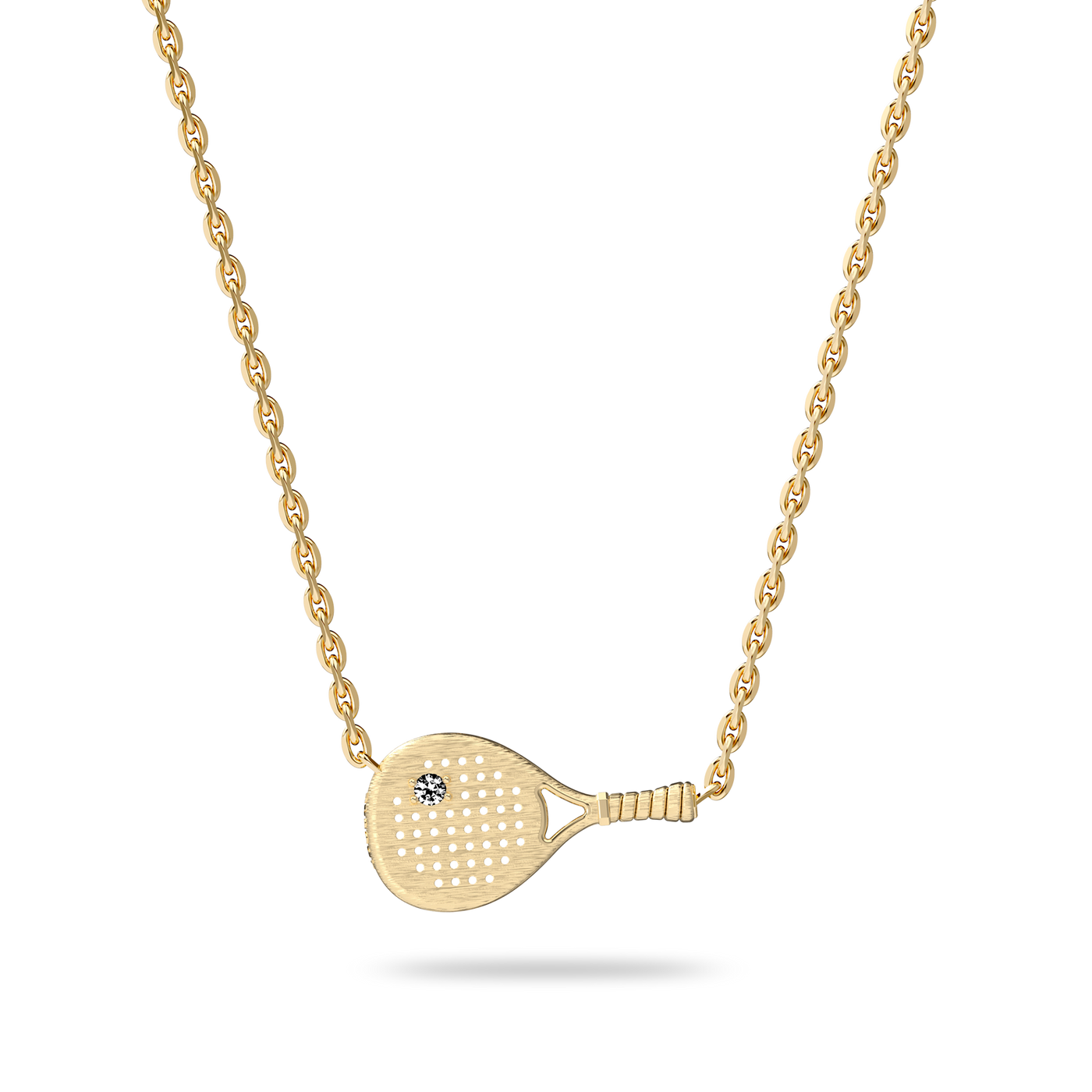 The Padel Racket Necklace, White Diamond - PASCAL#color_18k-yellow-gold-vermeil-white-diamond