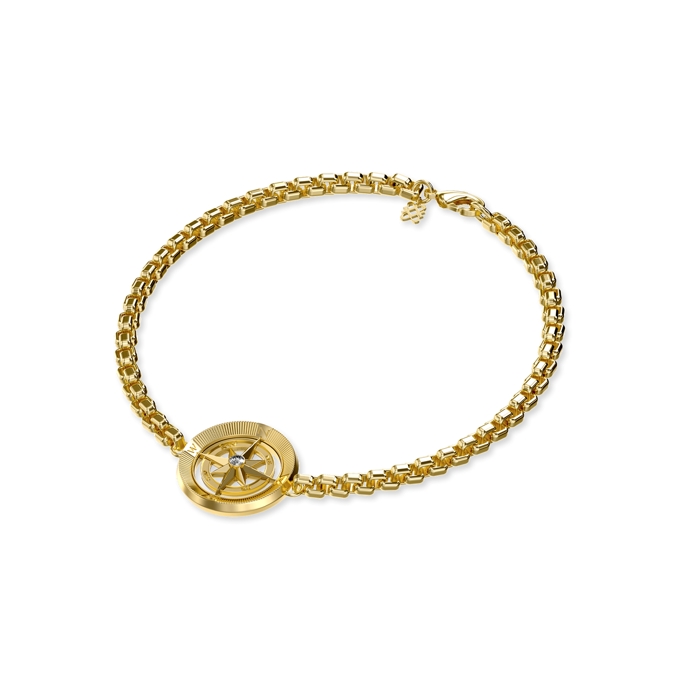 Bracelet boussole, diamant blanc