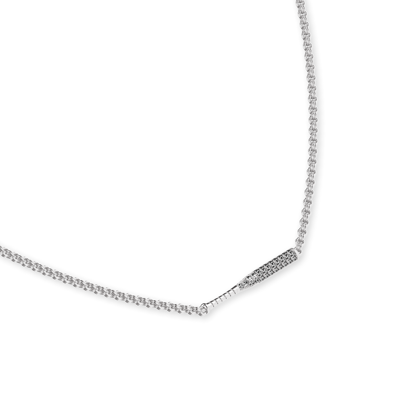 Collar "The Baseball" con colgante de bate, pavé de diamantes blancos