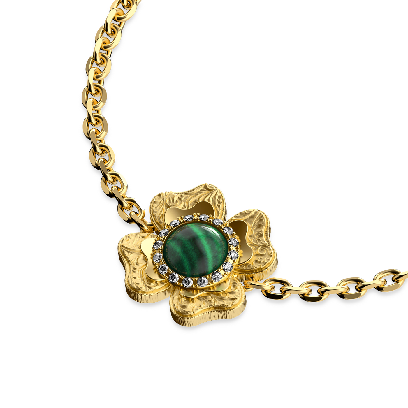 Pulsera 'The Spiritual' de trébol, halo de diamante blanco