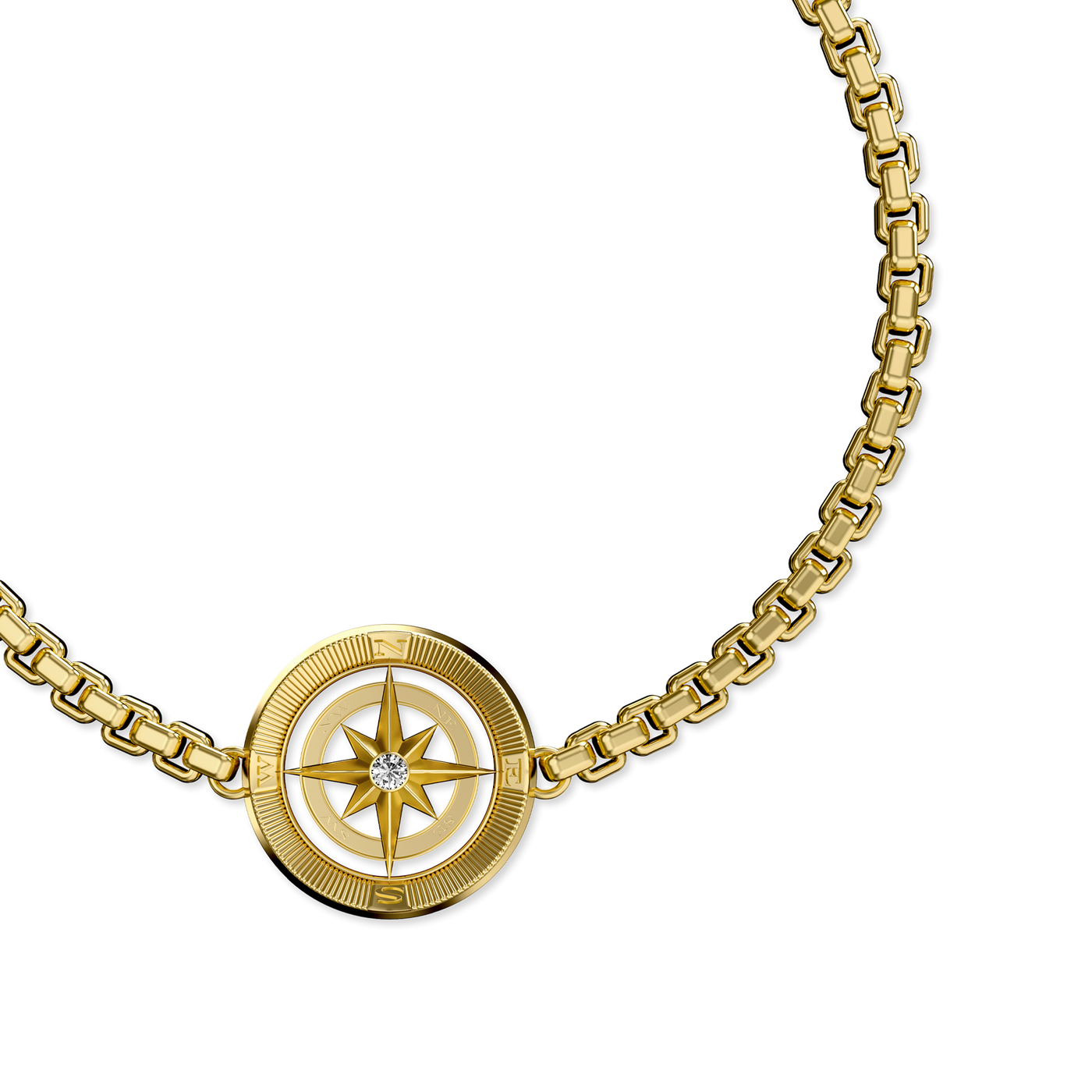 Bracelet boussole, diamant blanc