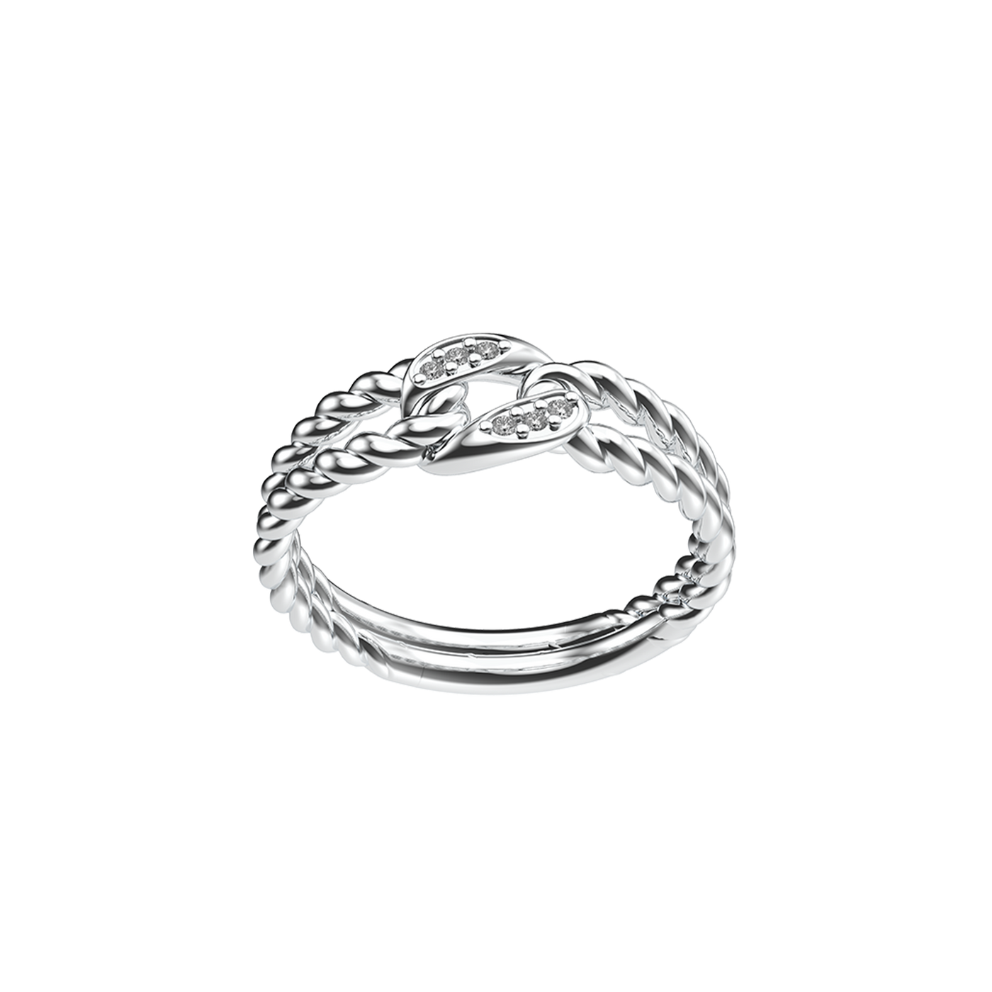 Everyday White Diamond Knot Rope Ring