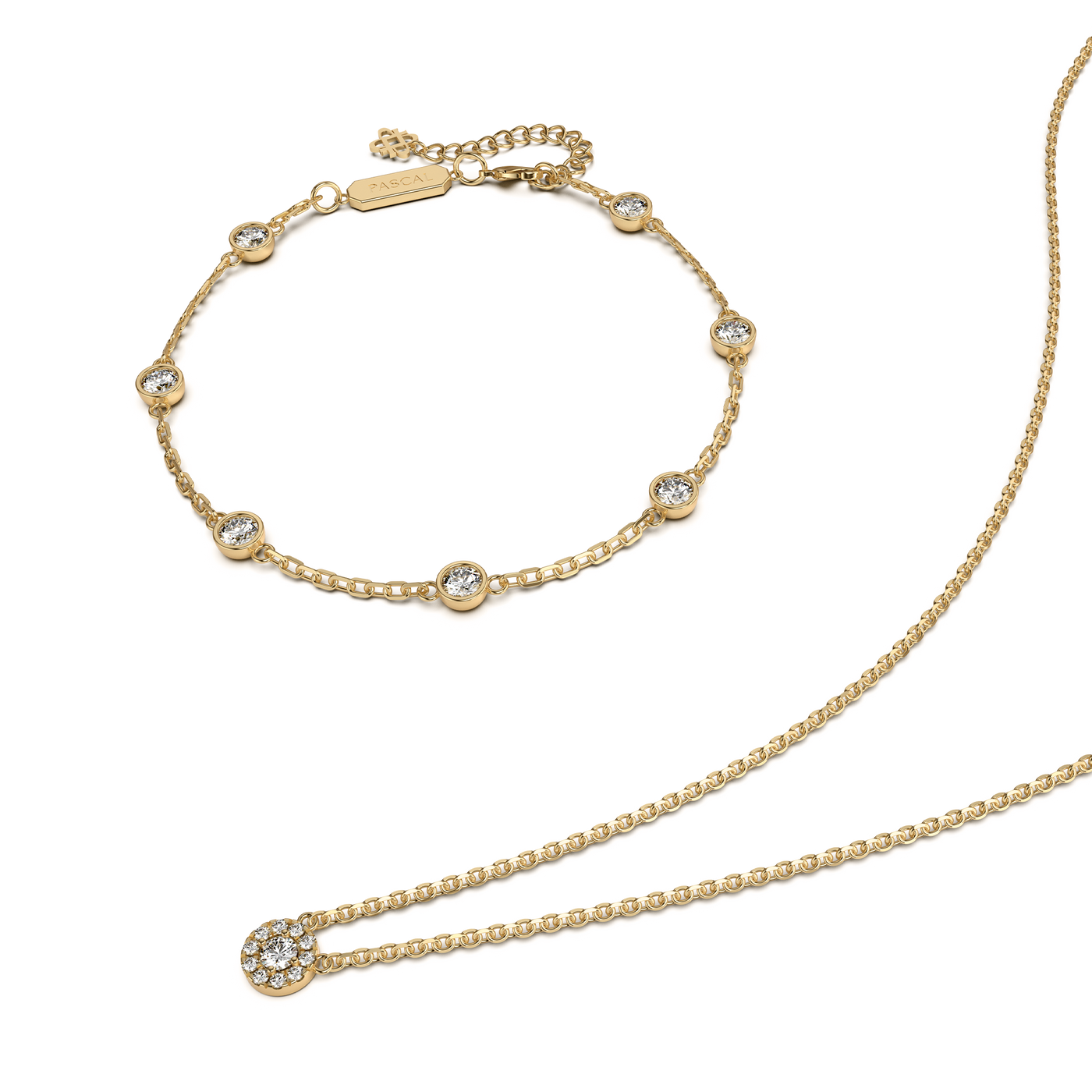 Diamond Necklace and Bezel Bracelet Set