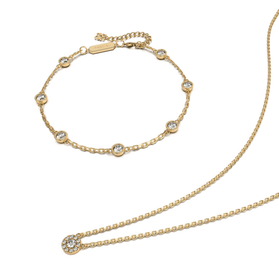 Diamond Necklace and Bezel Bracelet Set