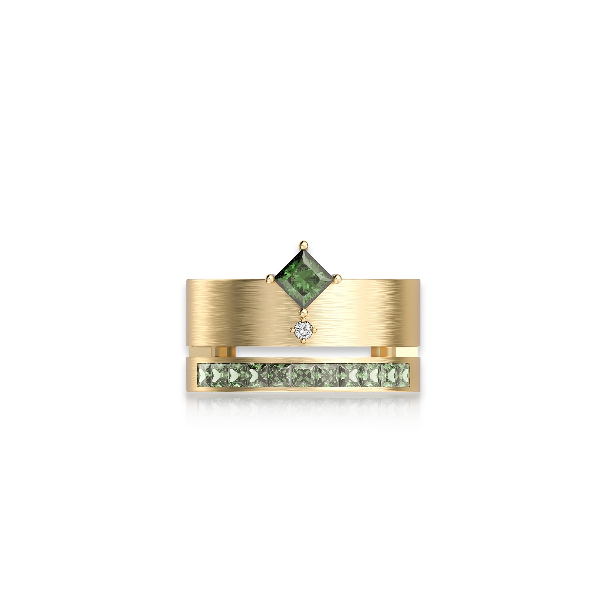 Luxe Gemstone Wide Band Ring