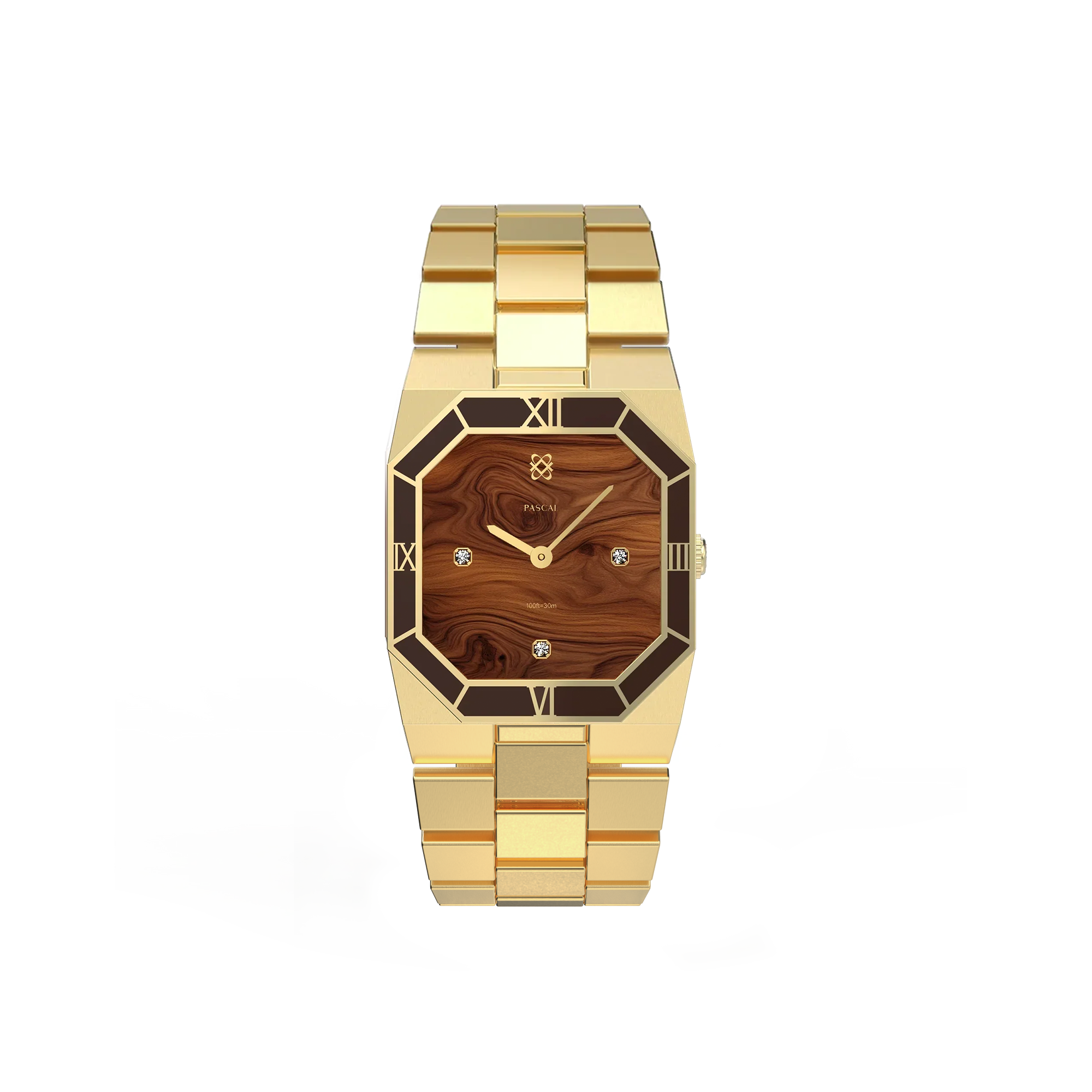 Octagonal Enamel Diamond Watch in Woodland Evening - PASCAL